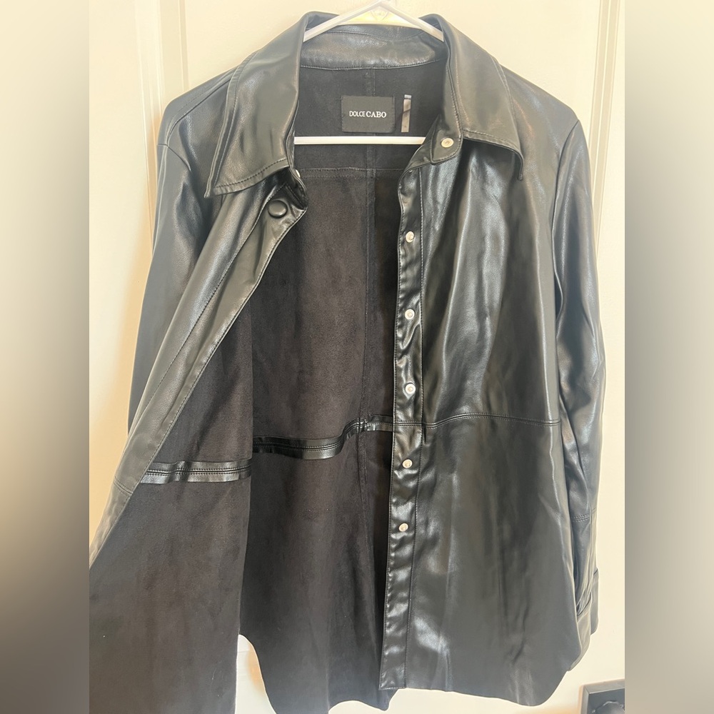DOLCE CABO Faux Vegan Leather Button Up Shirt SIZE Small NWOT - Picture 8 of 11